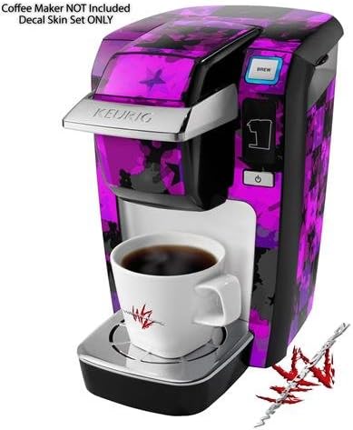 Decal Style Vinyl Skin compatible with Keurig K10 / K15 Mini Plus Coffee Makers Purple Star Checkerboard (COFFEE MAKER NOT INCLUDED)