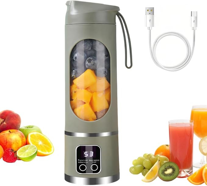 Portable Blender Cup450ml Smoothies Shakes Maker with 12 Sharp Blades &amp 1500mAh Lithium Battery for Kitchen Travel Office Sport Gym Camping