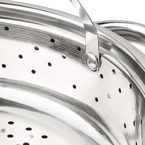 4-Piece Stainless Steel Cookware Set with Stock Pot Strainer Steamer &amp Glass Lid Anti-Scald Handle for Parties &amp BBQ