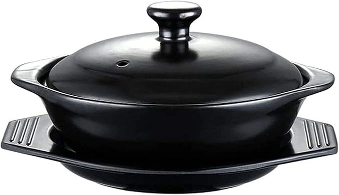 Black Enameled Claypot Rice Ceramic Casserole Cooking Pot Pot Rice Ceramique