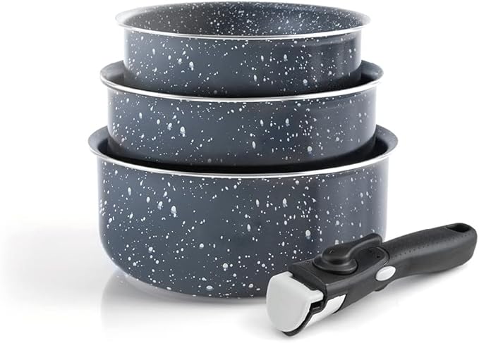 by Brandt 194-007 4-Piece Cookware Set Marble Grey Aluminium Diameter 16/18/20 cm