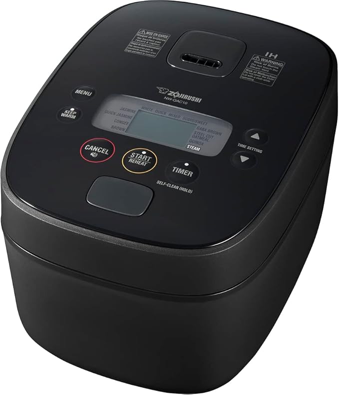 Zojirushi NW-QAC10 5.5-Cup Capacity Flat-Top Induction Cooker and Warmer with Custom Cooking Pan Double Non-Stick Coating for Easy Clean-Up (Black)