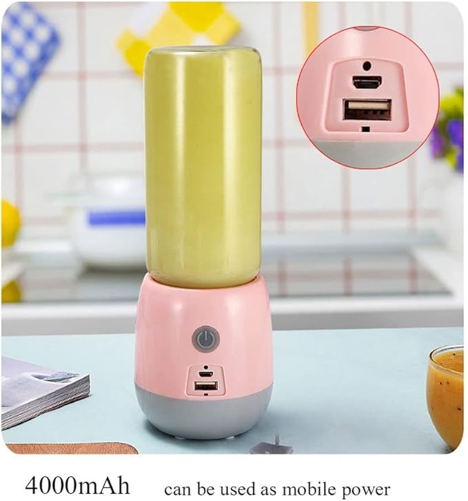 Portable BlenderPersonal Size Blender Juicer CupSmoothies and Shakes BlenderHandheld Fruit MachineBlender Mixer Home (Color : Pink)