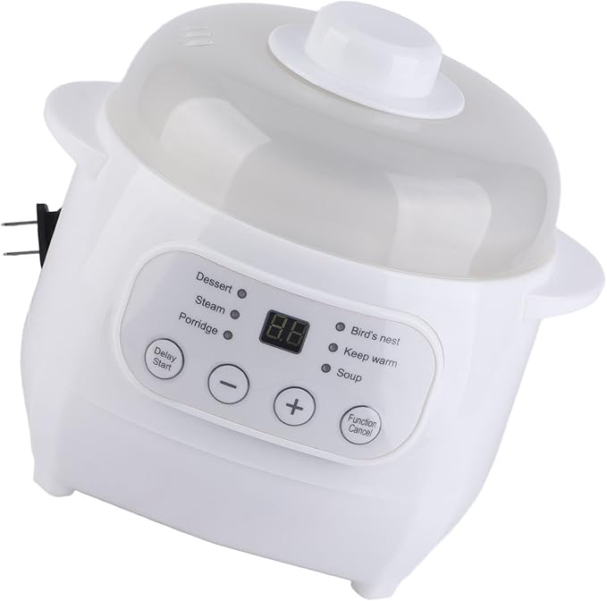 1L 200W Electric Stew Pot Ceramic Liner Versatile Cooker for Porridge Rice Soup