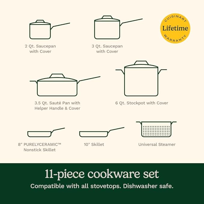 Cuisinart 11-Piece Matte Black Elegance Cookware Set
