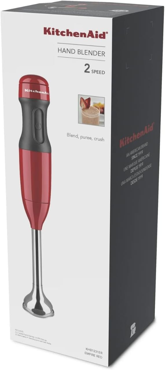 2-Speed Hand Blender with 8 Removable Blending Arm 3-Cup BPA-Free Blending Jar with Lid Empire Red KHB1231