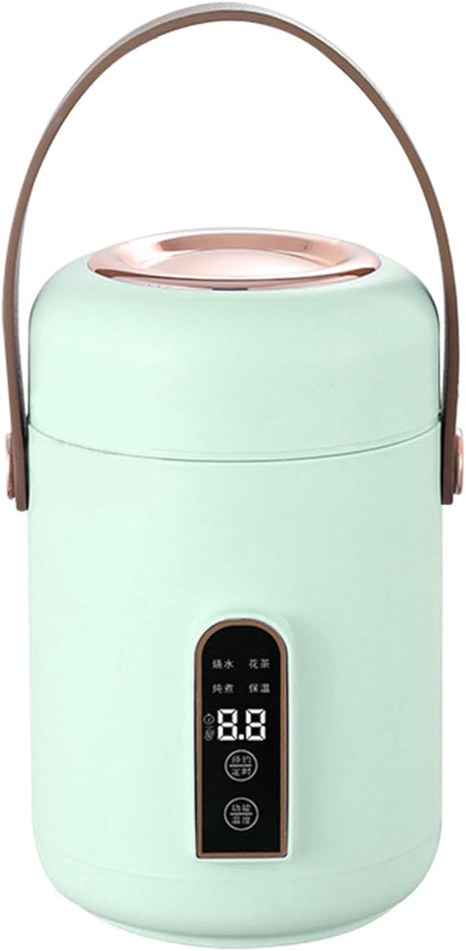 Portable Electric StewpotMultifunction Efficient Heating Mini Rice Cooker for Soup Porridge for Home Kitchen Office (Mint Green)
