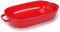 6 Quart Large Rectangular Baking Dish 16x11 Inches Ceramic Baking Pan Casserole Dish for CookingKitchen and Daily Use Safe for Oven Microwave Refrigerator Disinfection Cabinet and DishwasherRed