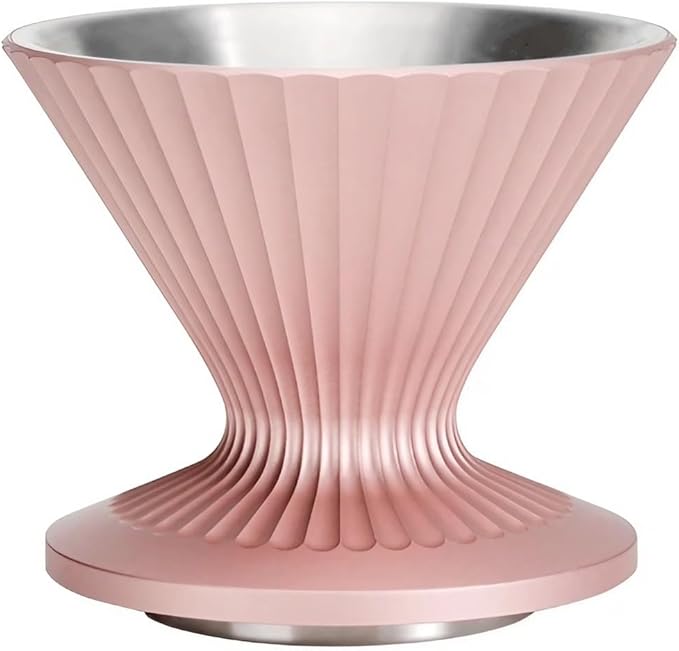 Pour Over Coffee Dripper Drip Coffee Pour Over Maker Resuable Blossom Cone Funnel Stainless Steel Metal Coffee Filter for Travel Camping Office Home Coffee Maker Brew (Sunset Blush)