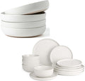 Famiware Dinnerware Sets Plates and Double Bowls Dish Set of 4 (16 Pieces) - Dishwasher &amp Microwave Safe Chip Resistant Reactive Glaze
