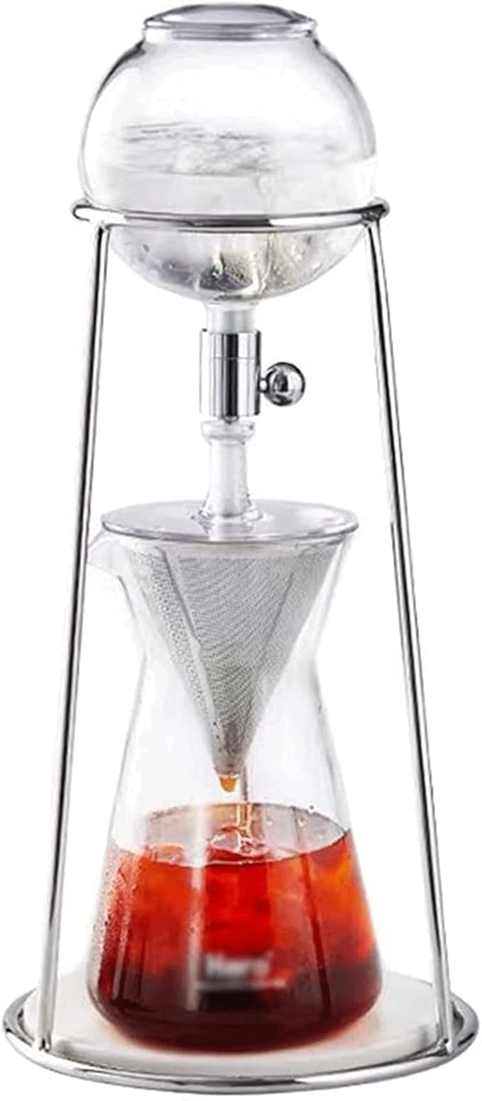 Habiba Iced Drip Coffee Maker Durable Cold Brew Coffee Maker 500ML/16.9oz 4-6 Cups Iced Drip Coffee Maker Coffee Maker with Adjustable Dripper ＆ Filter Reusable