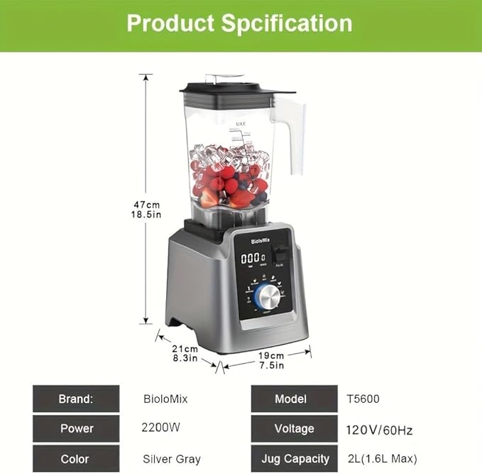 Digital Automatic Program Professional Commercial Blender Mixer Juicer Food Processor Ice Smoothies Fruit with 67.63oz JAR (2)