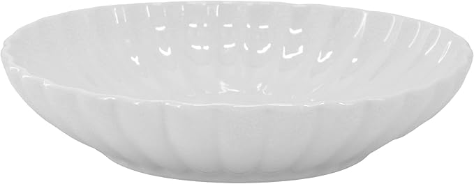 Elama Jane 16 Piece Scalloped Double Bowl Porcelain White Dinnerware Set Serveware Tableware Bowls Plate Set (Jane)