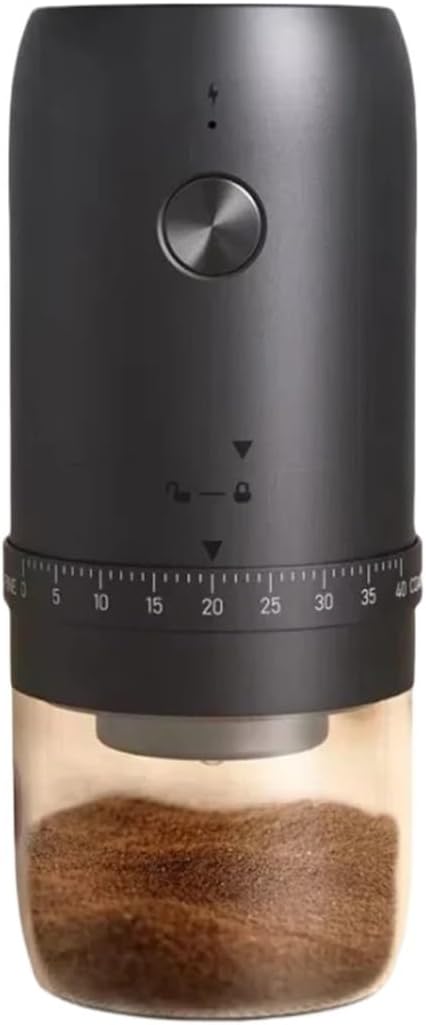 Portable Coffee Machine 2Pcs Portable Coffee Grinder Electric USB Rechargeable Home Outdoor Blender Adjustable Coffee Bean Grindingfor Outdoor Travel Picnic(Black)