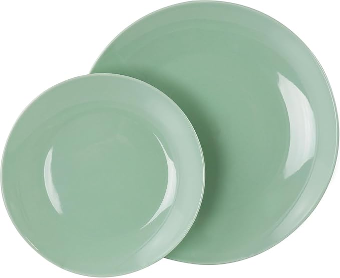 18 Piece Porcelain Dinnerware Set – Service for 6 Microwave &amp Dishwasher Safe Plates and Bowls – Elegant Multicolor Tableware in White Dark Blue Mint Green and Blue (Mint Green)