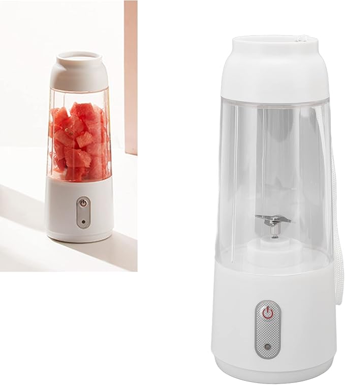 Electric Juicer Cup Portable Blender Multi Purpose One Click Function USB Charging Handheld Safety Juicer Cup Office (White)