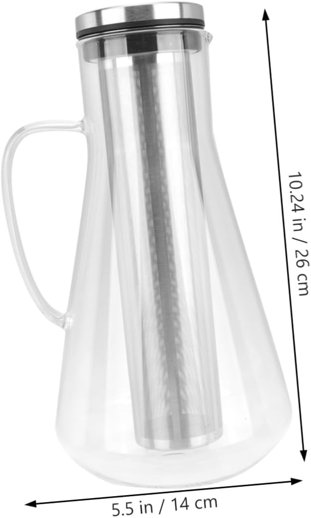 Large Capacity Cold Brew Coffee Maker 1600ml Glass Coffee Pot with Stainless Steel Filter High Borosilicate Glass Dual Use for Home and Office