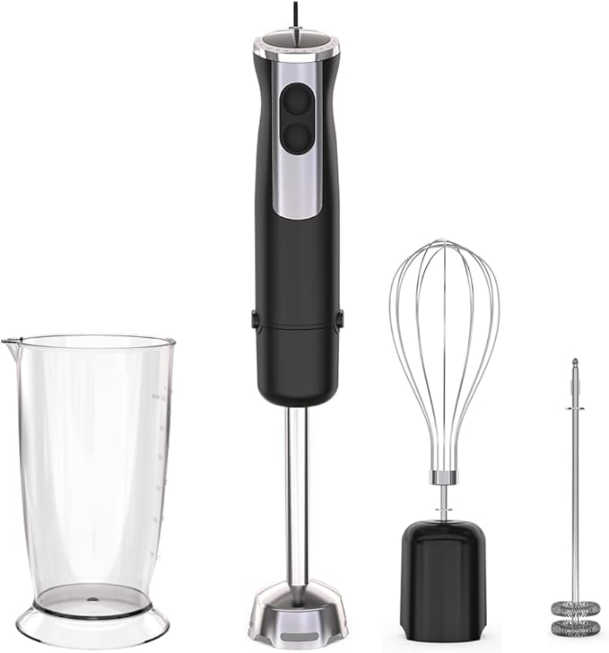 Immersion Blender Handheld1000W Professional Stick Blender with BPA-Free Stainless Steel Includes Beaker Whisk Frother for Kitchen Baby Food
