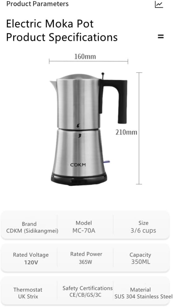 Fully automatic mocha coffee potOne-touch Electric Coffee Maker3-6 Cups Stainless Steel espresso machineAnti-scalding Automatic power-offGift IdeaSafety