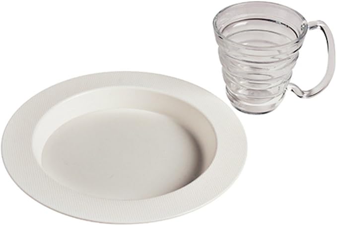 SP Ableware Ergo Plate and Mug Polycarbonate Adaptive Dinnerware Set - White (745330011)