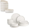 Famiware Dinnerware Sets Plates and Double Bowls Dish Set of 4 (16 Pieces) - Dishwasher &amp Microwave Safe Chip Resistant Reactive Glaze
