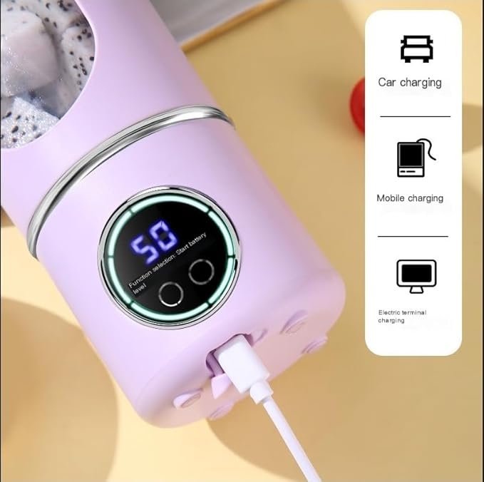 Portable juicer small rechargeable juicer multifunctional juicing cup household crushed ice juicing cup USB charging (White)