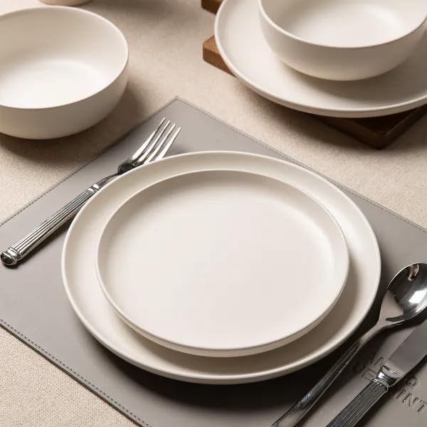 12-Piece Stoneware Dinnerware Set Microwave &amp Dishwasher Safe Non-Toxic Stackable Matte Glaze Service for 4