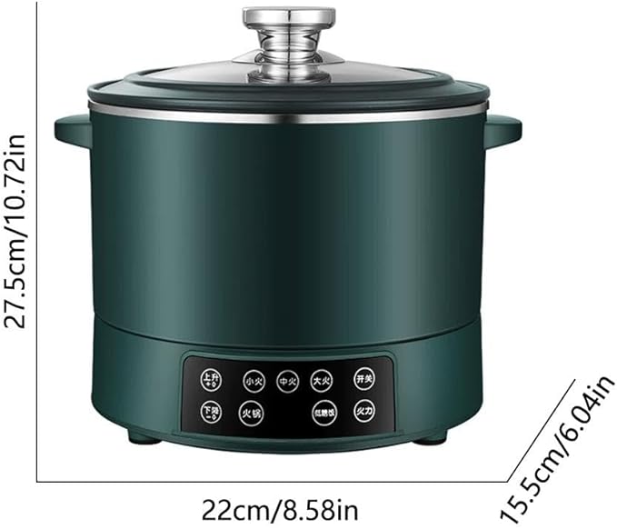 3 L Lifting Sugar Removal Rice CookerMultifunction 5 Speed Adjustable Hot Pot Non-Stick Pan&amp Rice Soup Separate ElectricWith Steamer BasketRapid Heating For Family Use (Green)