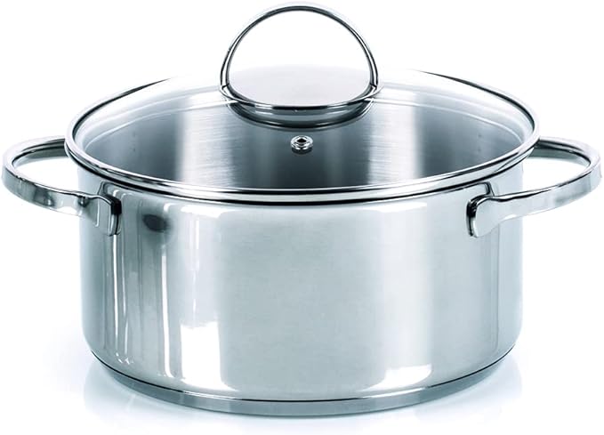 Moneta Allegro Batteria 7 pz in Acciaio Inox: Pentola 22 cm cass. 2 m. 20 cm cass. 1 m. 16 cm bollilatte 12 cm coperchi 16-20-22 cm per ogni piano cottura