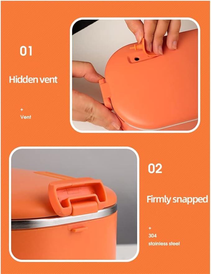 HBJWOV 1L Electric Rice Box Portable Rice Cooker Lunch Heating Box Constant Temperature Heating Bento Box Food Warmer