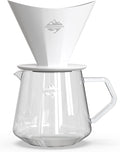 Pour Over Coffee Maker Set White Ceramic Coffee Dripper with 650ml Coffee Glass Server V60 Paper filter for Cafe Home Restaurant 6291-12102-03A