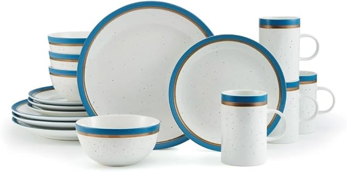 16-Piece Dinnerware Set Round Tableware Set pf Plates Dinner Sets Dish Plate Ceramic Dishes to Eat Food