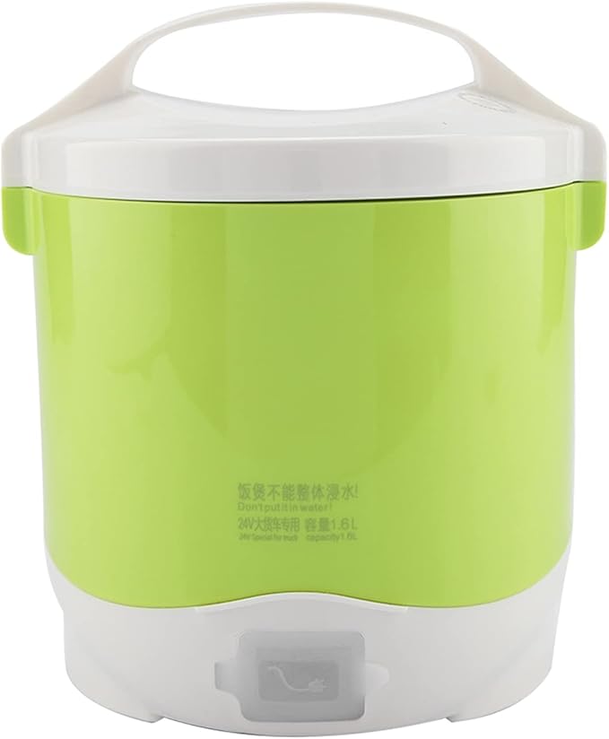 AYNEFY Portable Electric Rice Cooker 1.6L Multifunctional Food Warmer with Nonstick Coating 180W 24V for Office Travel and Camping Rice Cooker (Green)