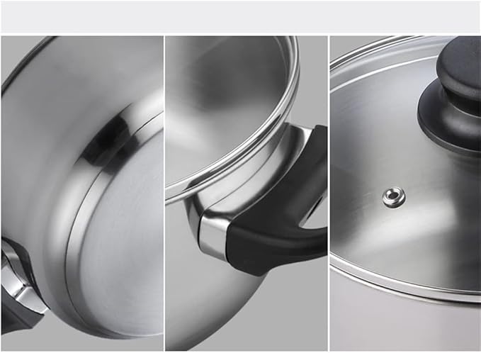 JSEIAJB 3pcs cookware set stainless steel glass lid stock pot kitchen set milk stock pot universal hot non stick pot
