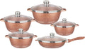 Cooking Pot Nonstick Cookware Sets Cooking Pots and Pans with Glass LidsMarble Coated Aluminium Home Kitchenware with SaucepansFrying PanStock Pot10 PieceGold-Variety Pack