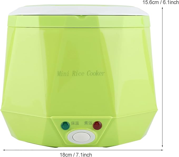24V 140W 1.6 L Rice Cooker Electric Instapot Cooker Portable Multifunctional Rice Cooker Food Steamer for Truck 18 * 18.1 * 15.6cm (Green)