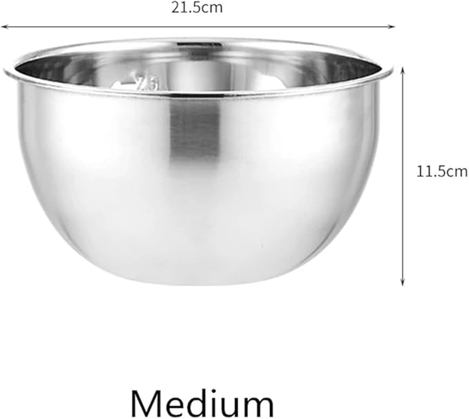 Stainless Steel Bowl Fruit Salad Mixing With Scale Deepen Large Capacity Soup Basin Kitchen Cooking Baking Tools(22cm)