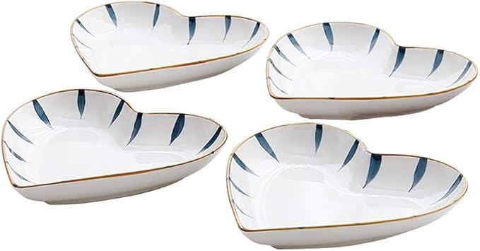 Ceramic Bowl and Plates Household Creative Plate Bowl and Tableware Dish 8 inch Plate a Set of 4 Dinnerware SetC