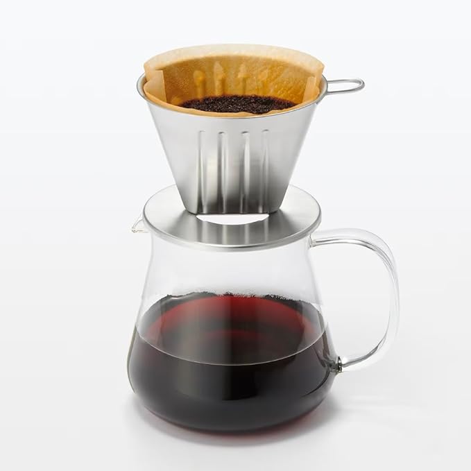 Muji 15090822 Stainless Steel Dripper Silver 4.9 x 4.1 x 3.1 inches (12.5 x 10.5 x 8 cm) For 2-3 Cups