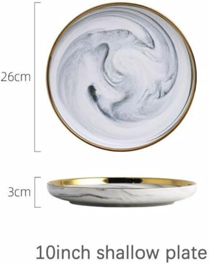 Ceramic Dinner Plates Set Dishes Marble Design Food Plate Dinnerware SetColor-1 Person Set