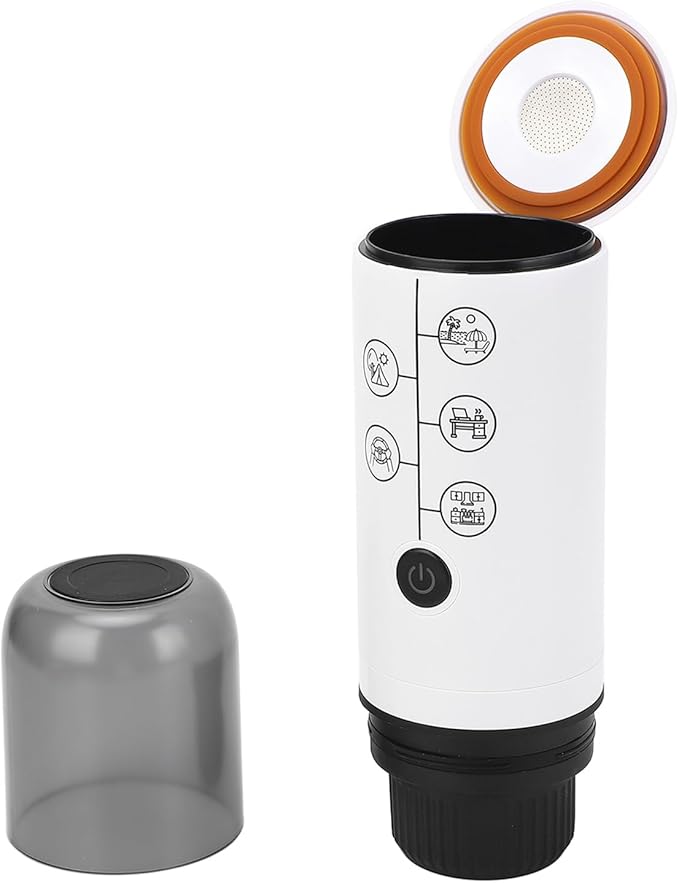 Asixxsix Portable Maker Cordless Rechargeable 120ml Travel Coffee Maker Electric Capsule Machine with Automatic Shut Off and 17 Bar Pressure for Outdoor Home Office Car Camping (White)