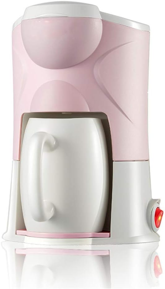 XSMYdpuk Bean To Cup Coffee Machines Milk Mini Coffee Machine Gift Household Portable Tea Machine Ceramic Cup Small Drip Coffee Pink