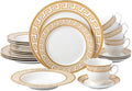 GP1347-20G 20 PCs Fine Porcelain Dinnerware Set Tableware Set with Antique Greek Pattern Set for 4