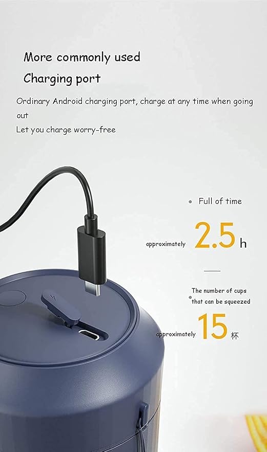 Portable BlenderCordless Personal Blender JuicerMini Mixer Shakes and Smoothies Mixer with USB Rechargeablewith Travel Cups and Lid for Office Gym Sports Camping (Color : White)
