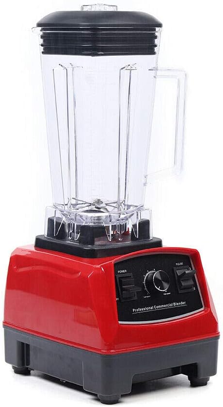 110V Professional 2L 1500W 2HP Heavy Duty Commercial Grade Countertop Electric Mixer Juicer Mixer Food Processor for Crushing Ice Frozen Dessert SoupFishSpeed 4300RPM (Red+Black)