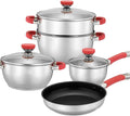 Cookware Cooking Tools 8 Piece Stainless Steel Cookware Set Nonstick Casserole + Milk Pan + Steamer Kitchen Cookware