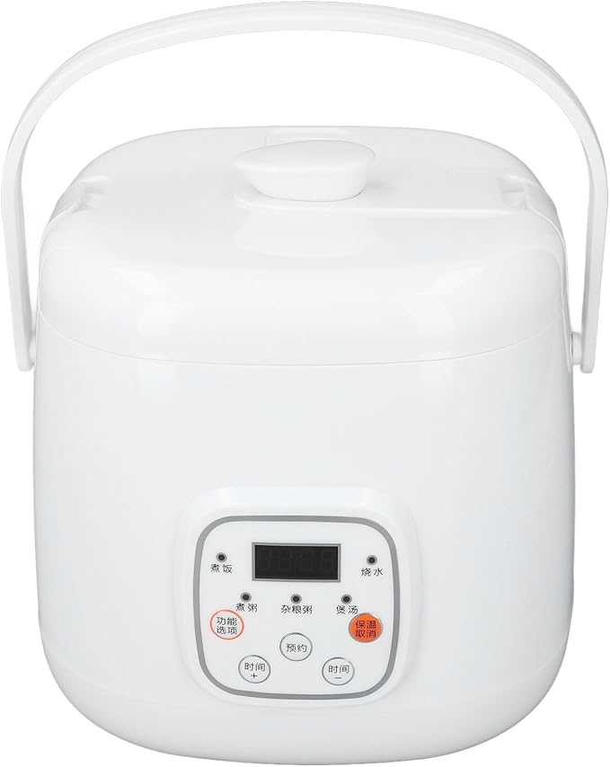 Car Rice Cooker 2L 12V Portable Electric Rice Cooking Pot Fast Cooking with Stick Coating Insulation Function 24H Reservation Includes Steam Plate for Travel Camping Truck