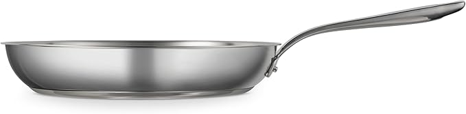 Tramontina Tempo Tri-Ply Base Stainless Steel 12-Inch Large Frying Pan Induction-Ready Skillet Oven-Safe Dishwasher-Safe