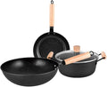 3PCS Cookware Set Wok Frying Pan Saucepan with Lid Pots Pans Set Maifan Stone Nonstick Egg Pan Cooking Tools