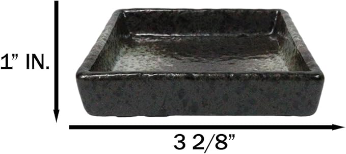 Ebros Gift Artistic Charcoal Grey Tone Hakumu Collection Dinnerware Serveware Kitchenware Set Asian Japanese Restaurant Supply (Pack Of 6 Square Condiment Sauce Dishes 2oz)
